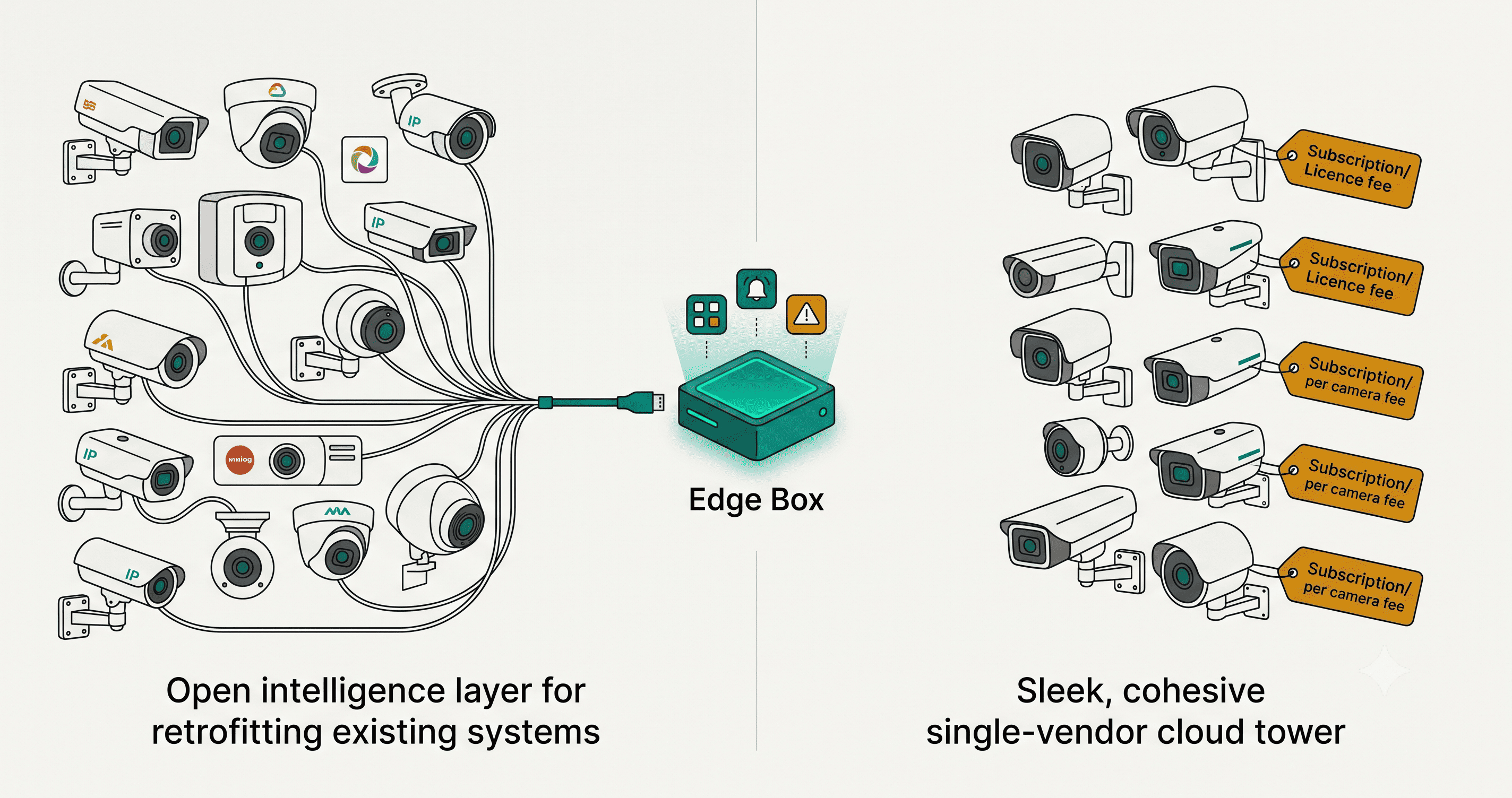 IndoAI vs Rhombus in India — edge-AI Edge Box retrofit versus full-stack cloud camera platform