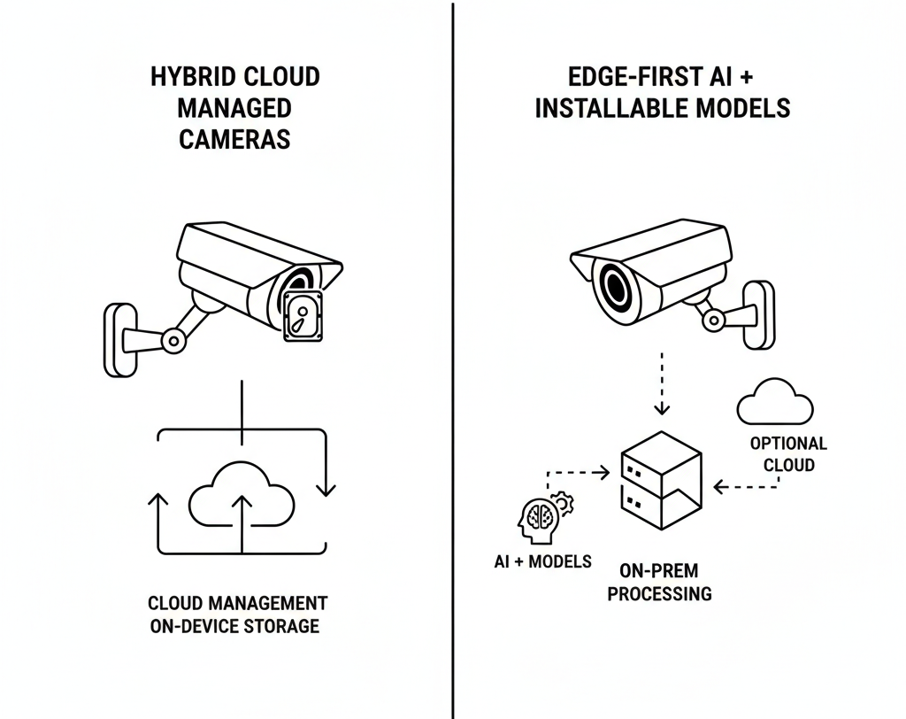 IndoAI edge AI architecture showing camera integration, on-prem deployment, and analytics pipeline for Indian enterprises