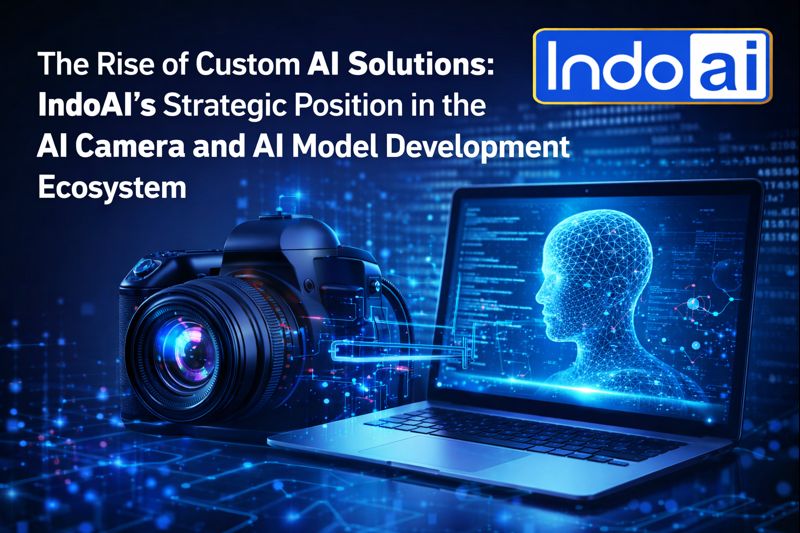 Custom AI solutions by IndoAI showcasing AI camera technology and AI model development ecosystem