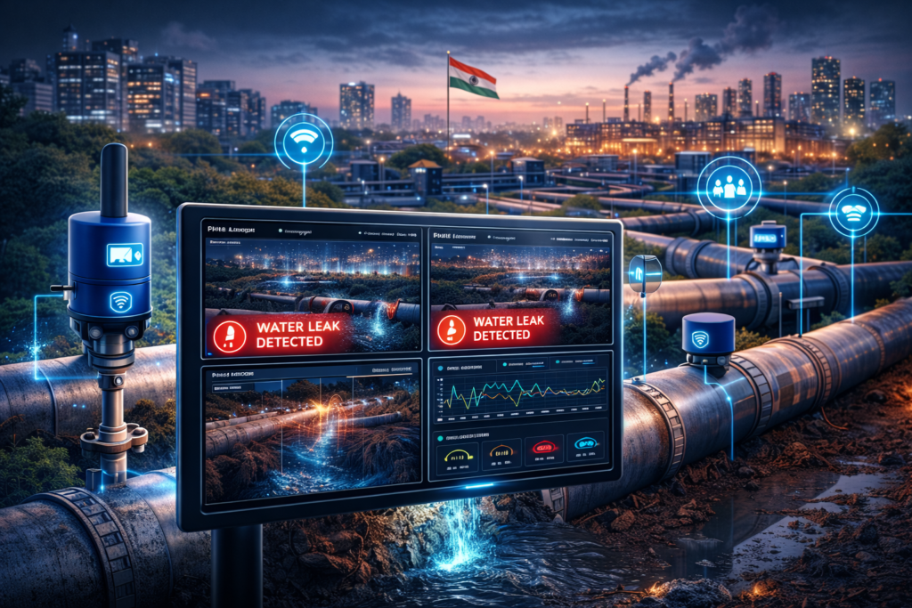 AI-based water leak detection system monitoring urban pipelines in India