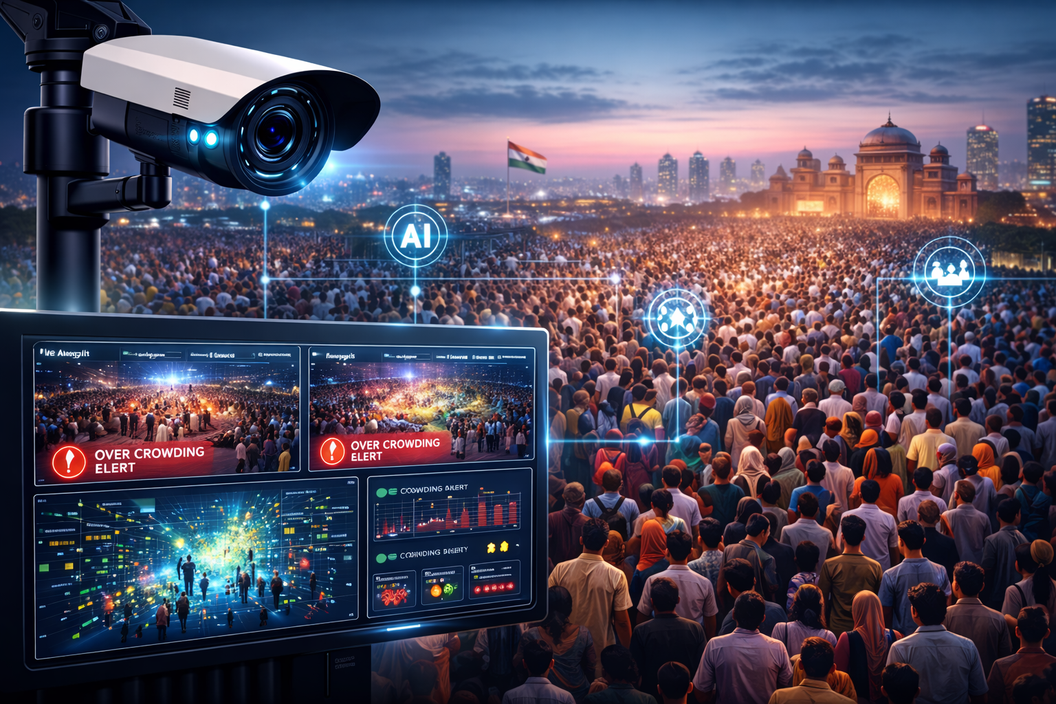AI-powered crowd monitoring using edge AI surveillance in an Indian public space